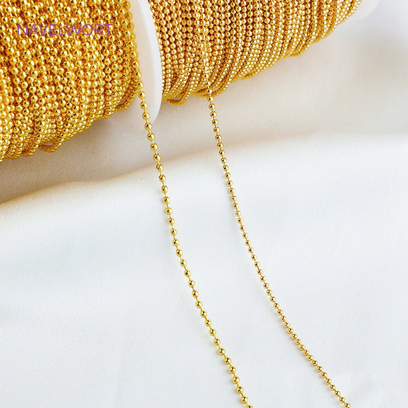14K Gold Plated Brass Metal Ball Bead Chains Findings High Quality Bulk Chains For Jewelry Necklace Making Components Wholesale