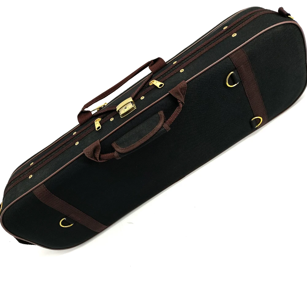 Gift  Black Oxford Pleuche High-end Rectangle Violin Case 4/4 3/4 1/2 1/4 1/8 Hygrometer Violino Case