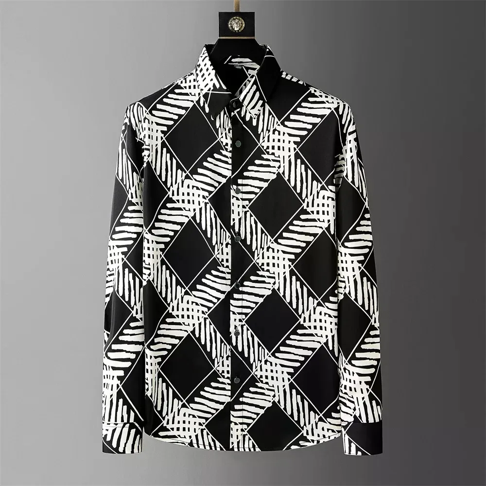 Luxury Printed 3D Shirt Men's Long Sleeve Casual Shirt High Quality Fashion Popular Premium Korean Large Size Men's Clothing for Men