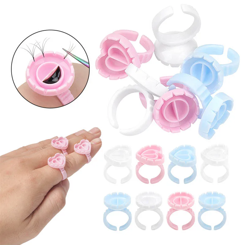 100/300/500Pcs Disposable Eyelash Extension Glue Fan Cup Rings Holder Refill Makeup Tools Tattoo Pigment Lash Supplies Container