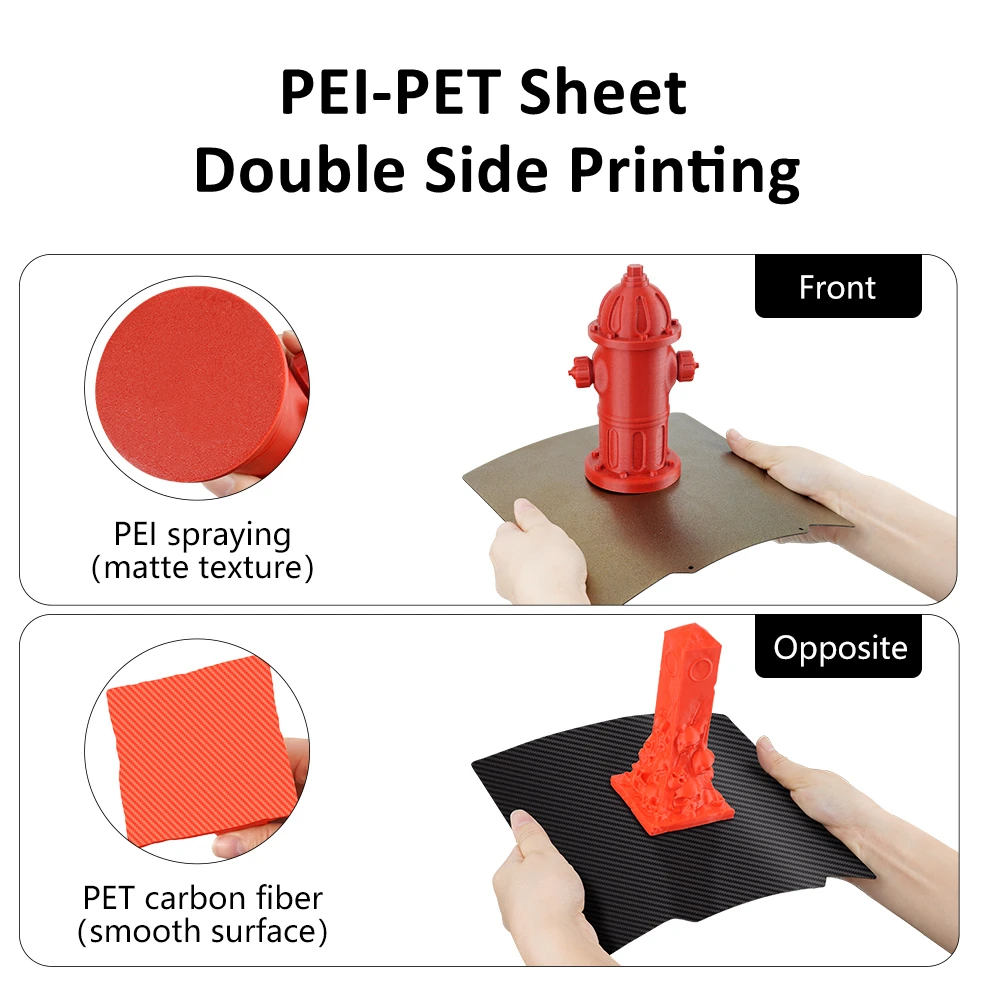 Dla SOVOL SV01/SV01 Pro/SV02 uaktualnienie podgrzewane łóżko dla zwierząt domowych PEI, arkusz 255x300mm podwójny druk 3D z włókna węglowego PEI tekstury do druku 3D — zdjęcie produktu 4