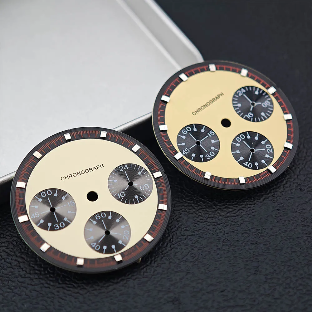 29mm Chronograph Watch Dial Speed Master Modified Dial Replacement Watch Dial Fits VK63 Movement Men's Watch Modification Repair
