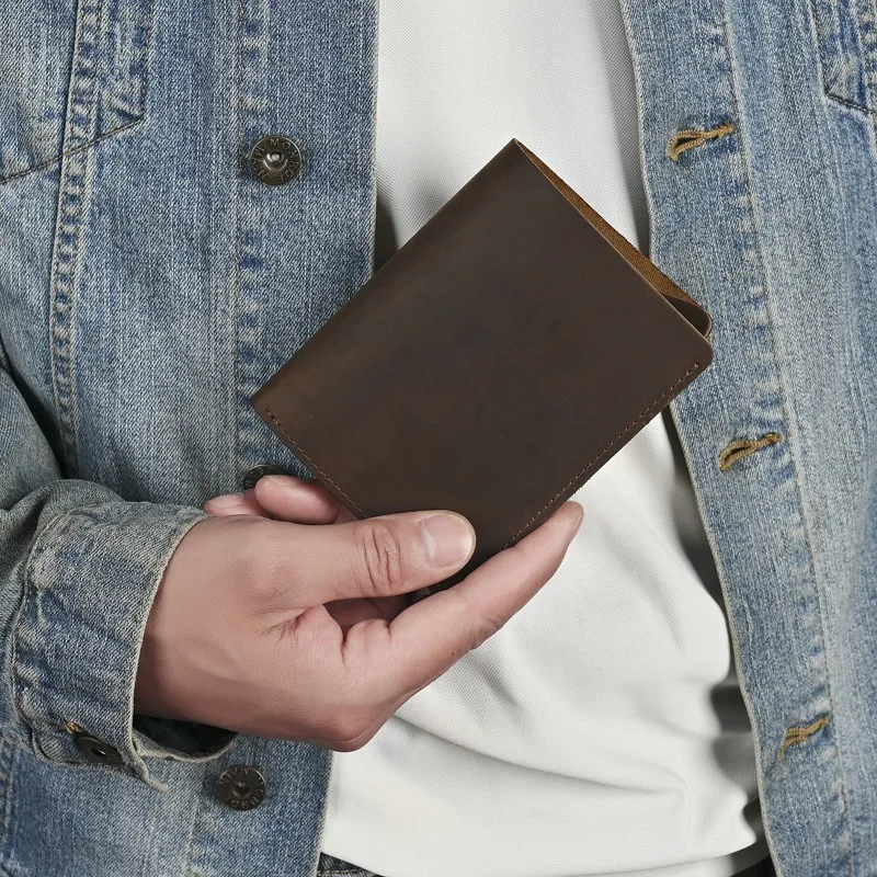 LD-Q013 Simple Crazy Horse Leather Men's Bag, Real Bull Pickup Bag, Simple Retro ID Card, Driver's License Wallet