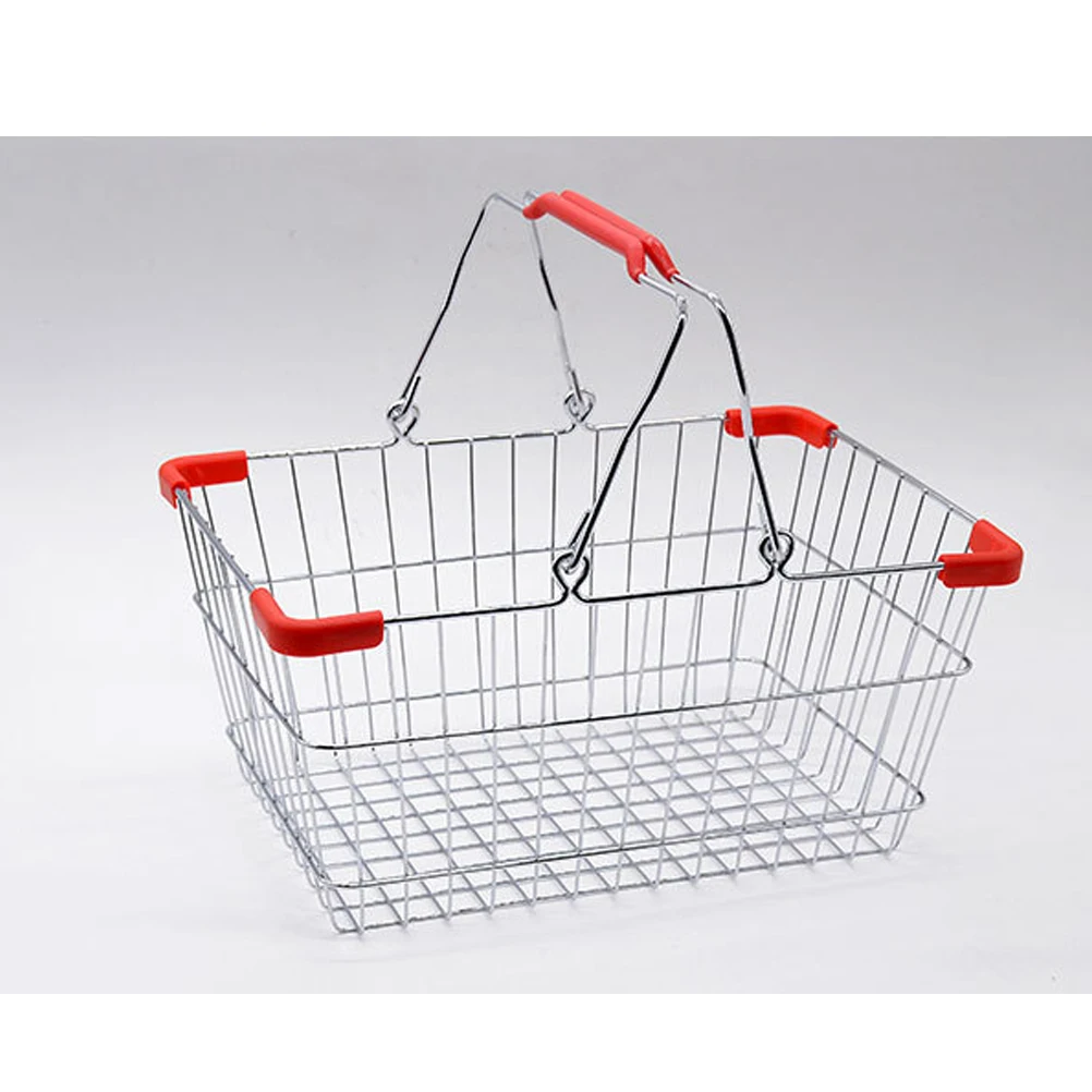 

Storage Basket Portable Kitchen Seasoning Metal Shopping Red Bathroom Toiletries Organizer