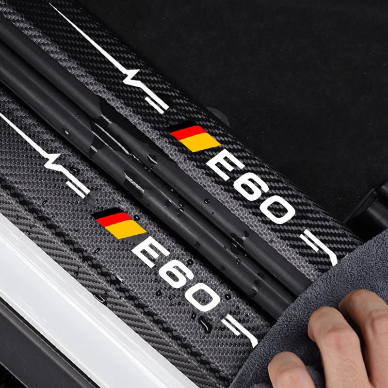 Car Stickers for BMW E60 Emblem 5 Series Anti Scratch Door Sill Protector Threshold Protection Carbon Fiber Styling Accessories