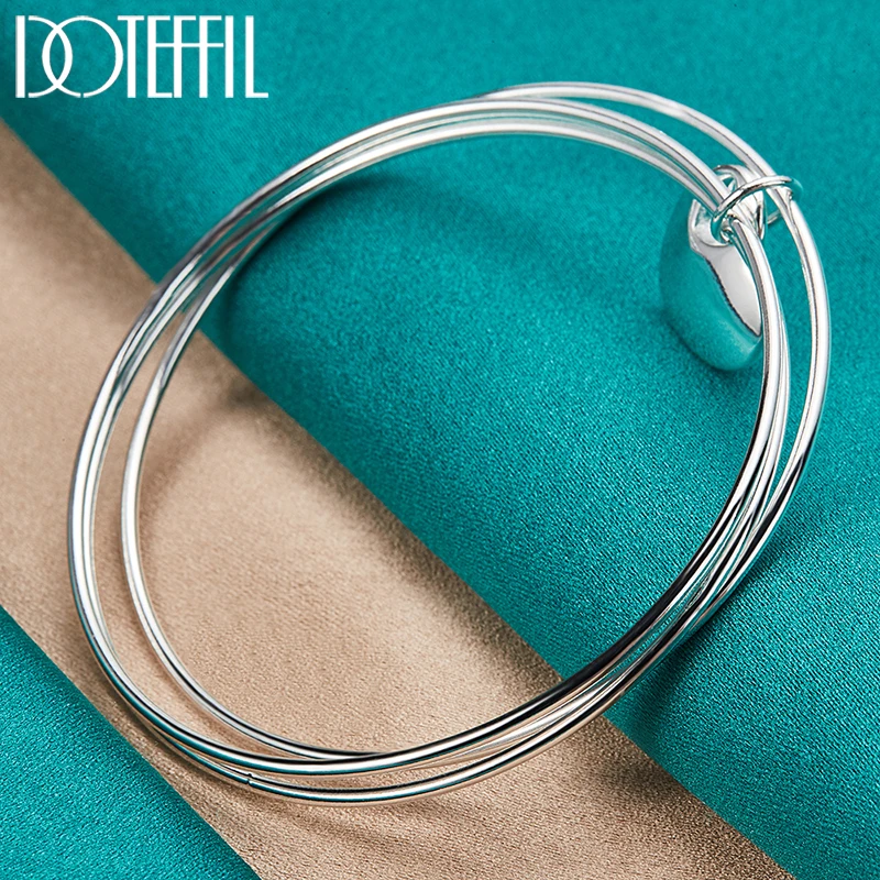 DOTEFFIL 925 Sterling Silver trzy kółka bransoletka z sercem bransoletka dla kobiety ślub zaręczyny moda urok Party biżuteria — zdjęcie 7