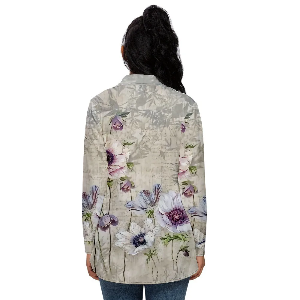 Camisa informal de manga larga para mujer, Rebeca holgada con estampado Floral, Tops elegantes a la moda, blusa Harajuku para primavera y otoño