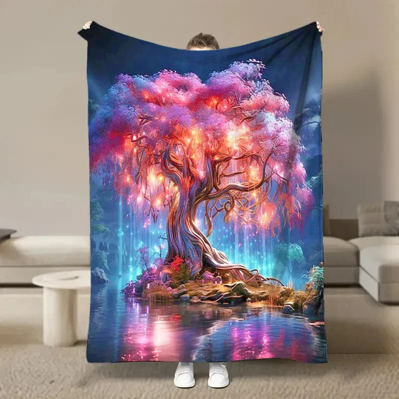 

Fantasy Moon Tree Landscape Throw Blanket Fluffy Plush Bedspread for Adults Kids Perfect for Sofa or Bed Cozy and Stylish Home