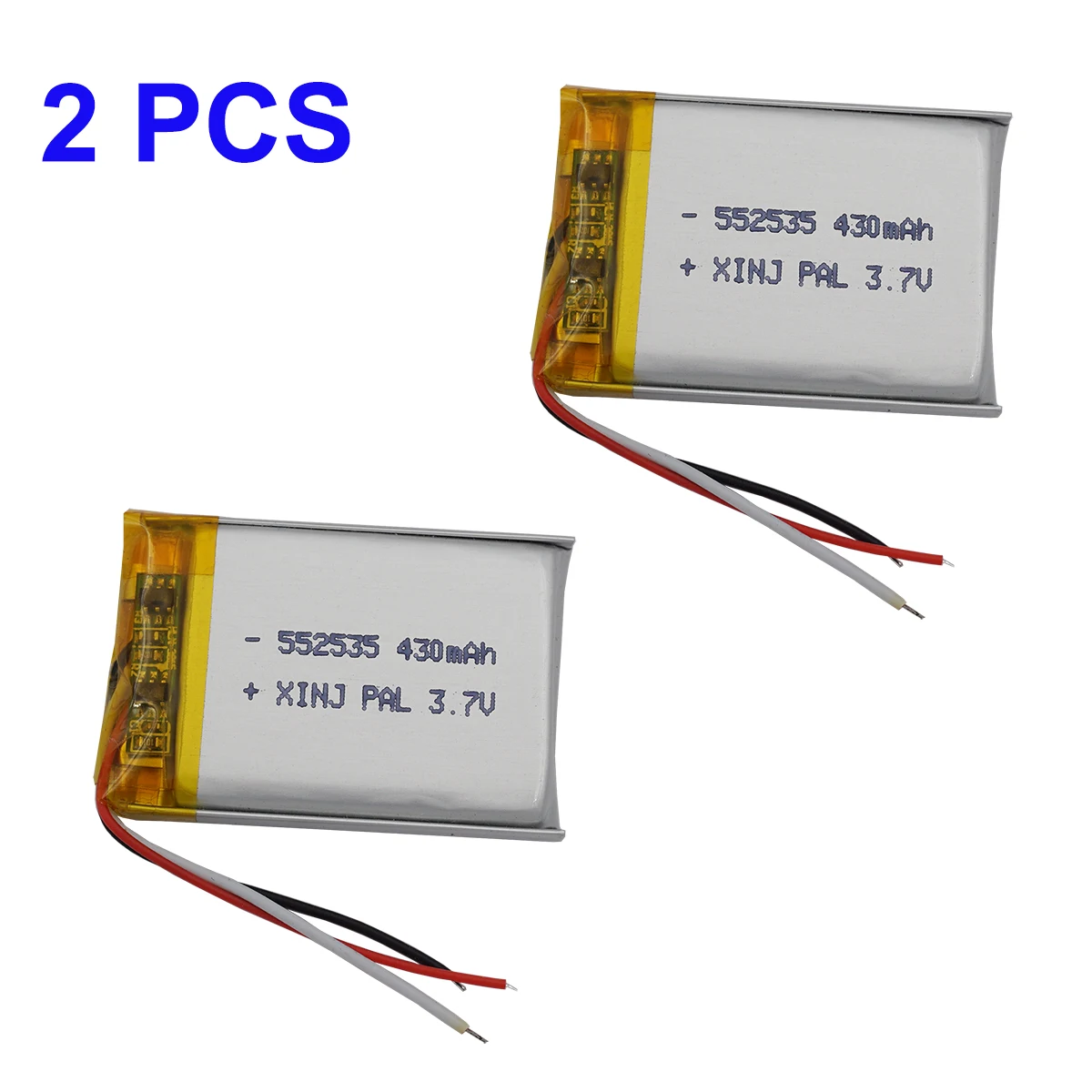 

2pcs 3.7V 430mAh 1.59Wh Rechargeable Li Lipo Battery 552535 Thermistor NTC 3 Wires For GPS Car Camera DIY Sat Nav DashCam LED