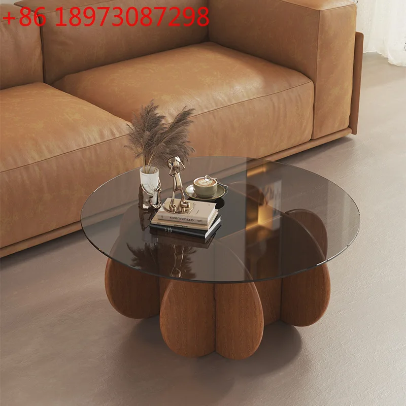 

Скандинавская маленькая квартира, простой, легкий, роскошный, современная гостиная, домашний стеклянный журнальный столик из цельного дерева