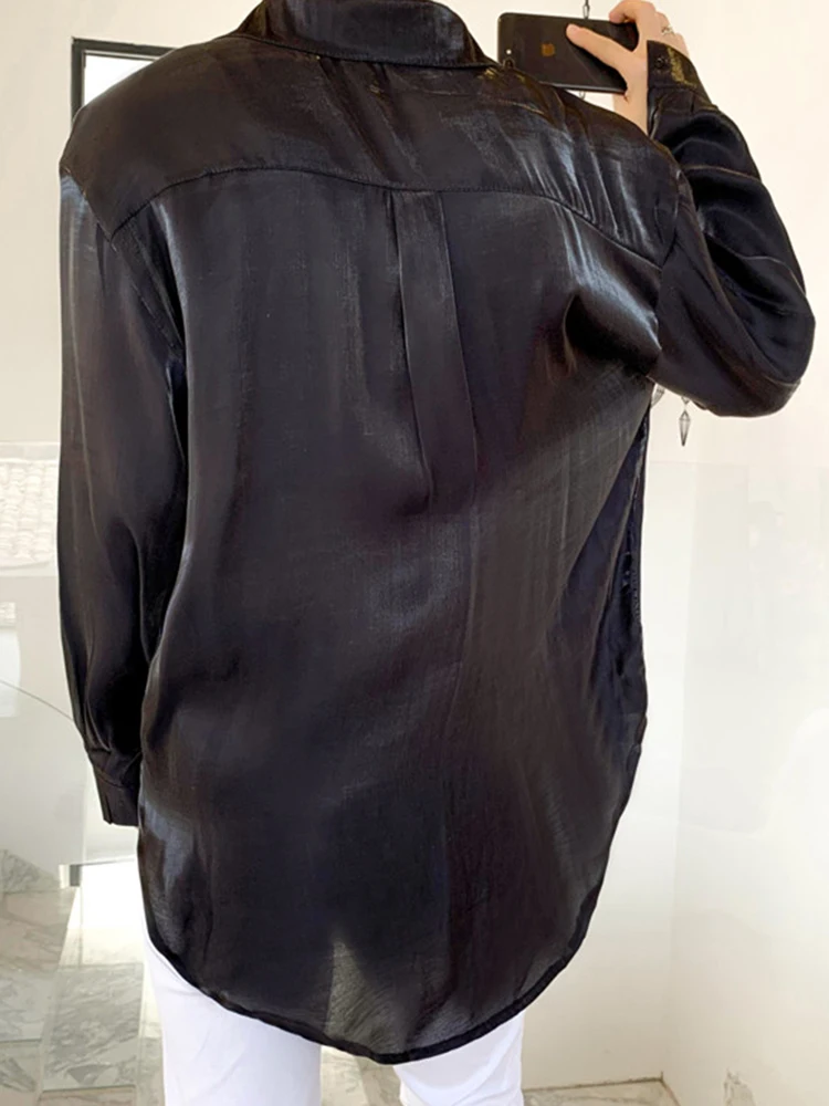 Mauroicardi Spring Black Flowy Soft Light Shiny Reflective Wine Red Satin Shirt Men Long Sleeve Loose Mens Designer Clothes 2023