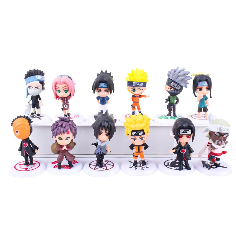 6 Pcs/Set Naruto Anime Model Figures 7-8cm Tinny Sasuke Naruto Gaara Standing Posture Desktop Ornaments Gifts Toys For Child