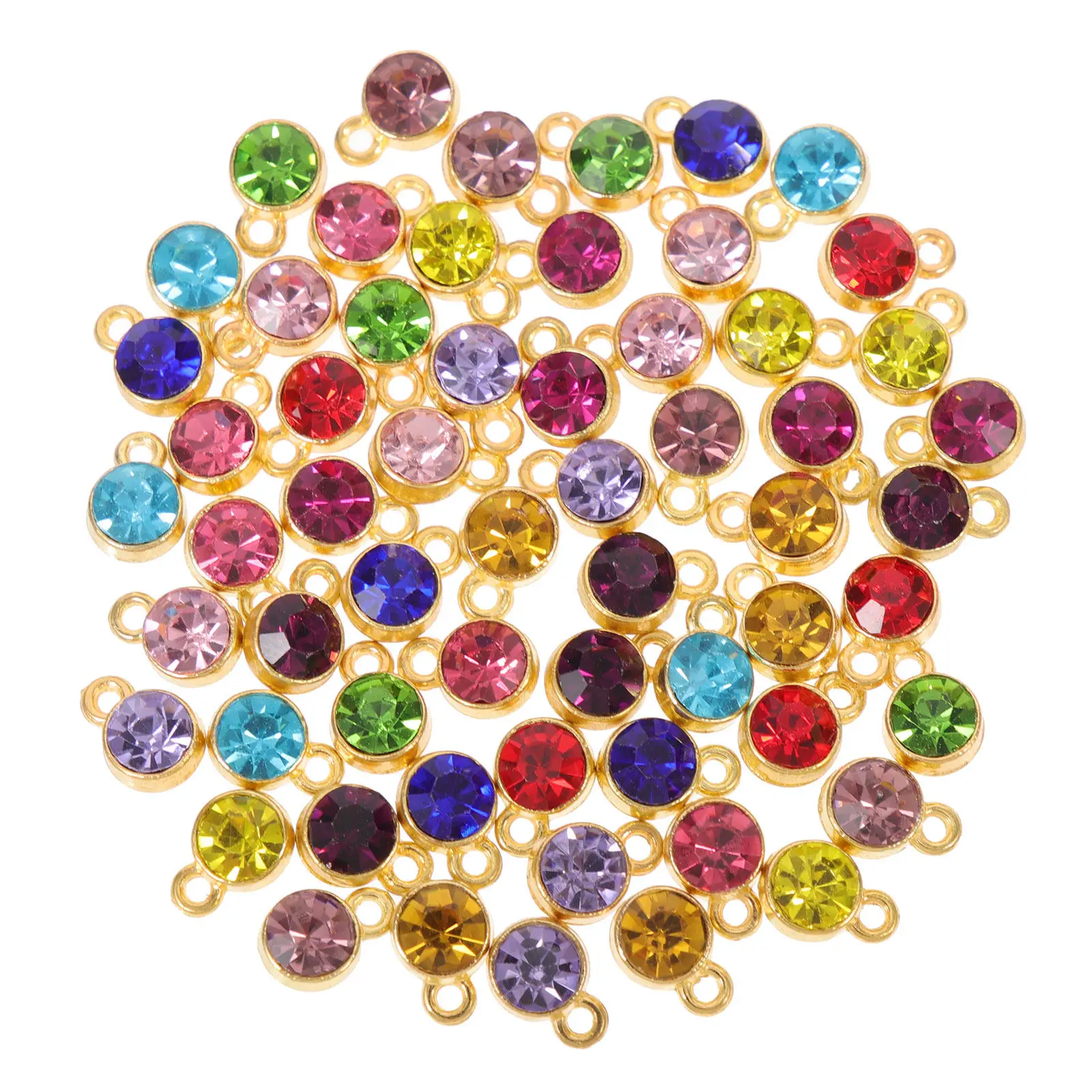 

60 наборов подвесок-талисманов из сплава с кристаллами Birthstone для изготовления украшений своими руками: для брелоков, сумок, серег, украшения свитеров