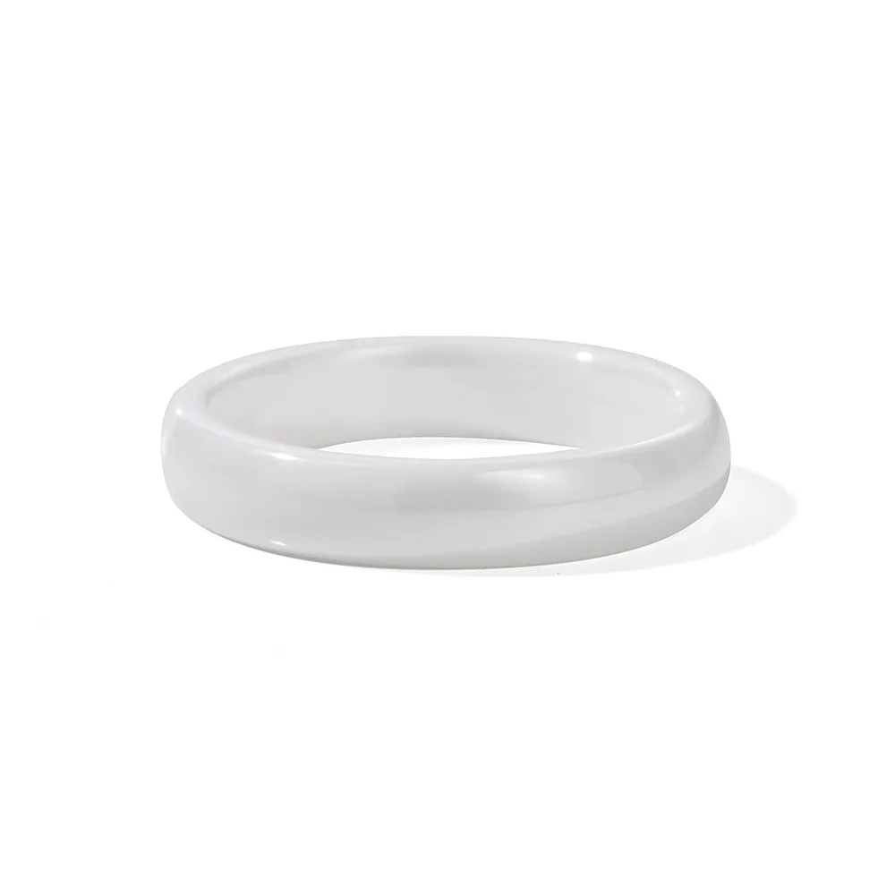 Stainless Steel PVD 18K Gold Plated Tarnish Waterproof Simply White Resin Rings For Woman Jewelry Wholesale Trendy