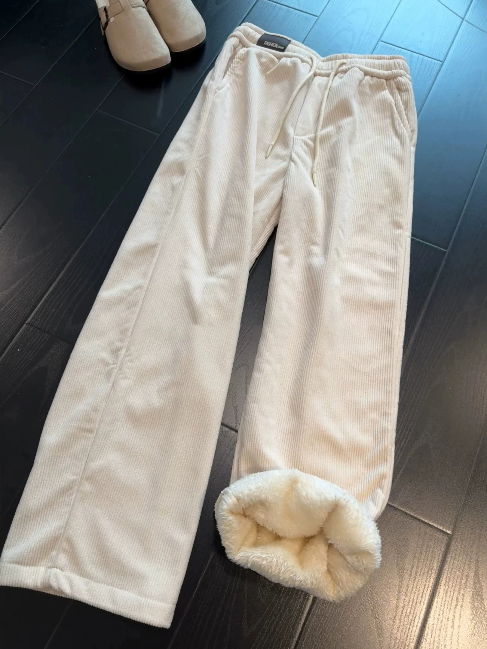 Men's Winter Thickened Warm Cotton Pants Pure Color Casual Lamb Velvet Sweatpants Cold-resistant Fleece-lined Versatile Cordu...
