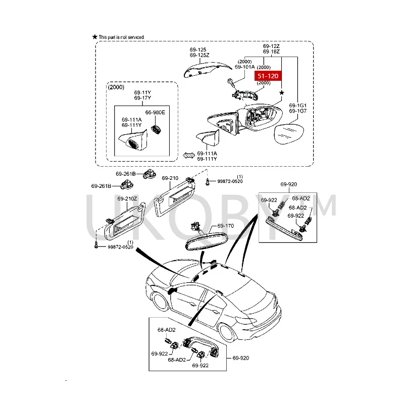 GV7D69182 GV7D69122  Suitable for Ma zd a 6 Ruiyi Xingcheng Reverse mirror, turn signal, rearview mirror, reflector, lampshade