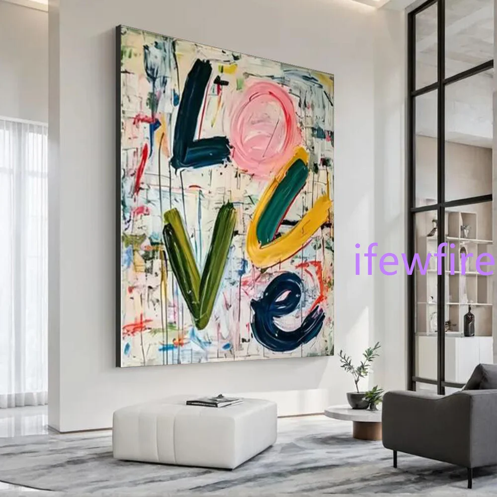 Home Abstract Oil Painting On Canvas Handmade Mural Cyberpunk “Love”  Wall Art Picture For Home Living Room Decor Image Artwork
