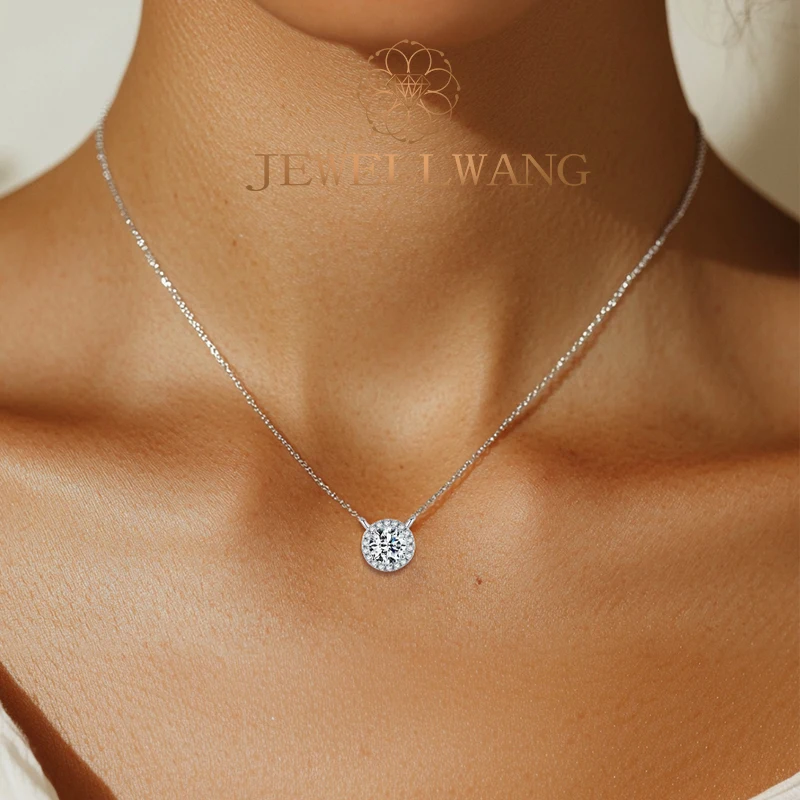 

JEWELLWANG 0.80Ctw Custom Moissanite Necklaces for Men Women S925 Silver Necklaces Engagement Gifts Festival Gifts, Party Gifts