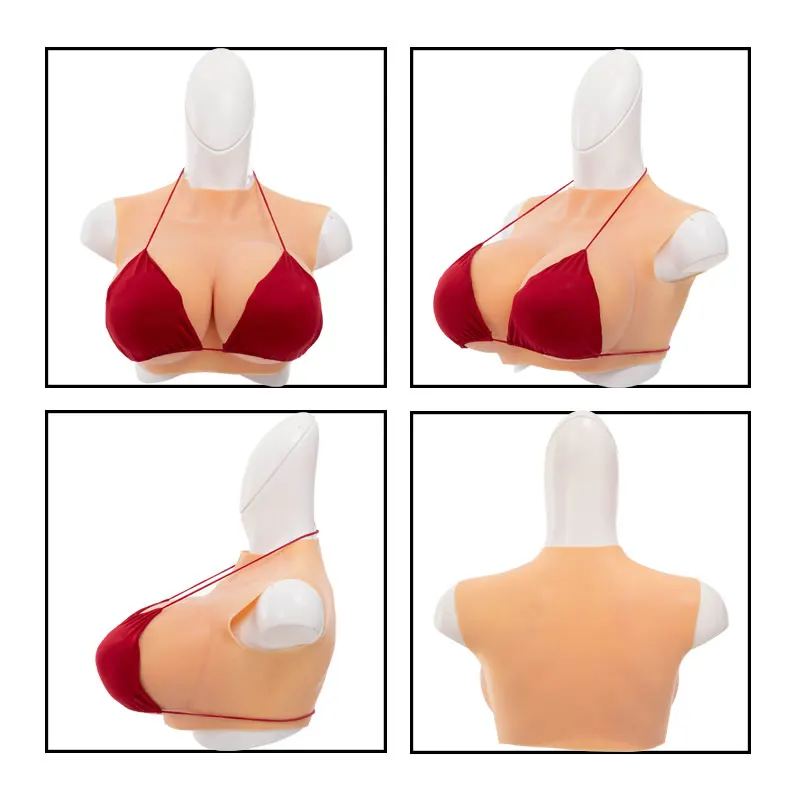 Huge Silicone Breast Forms Plate for Crossdresser Trans Cosplay Transgender with Nipple Areola Fake Boobs Bodysuit Shakeing