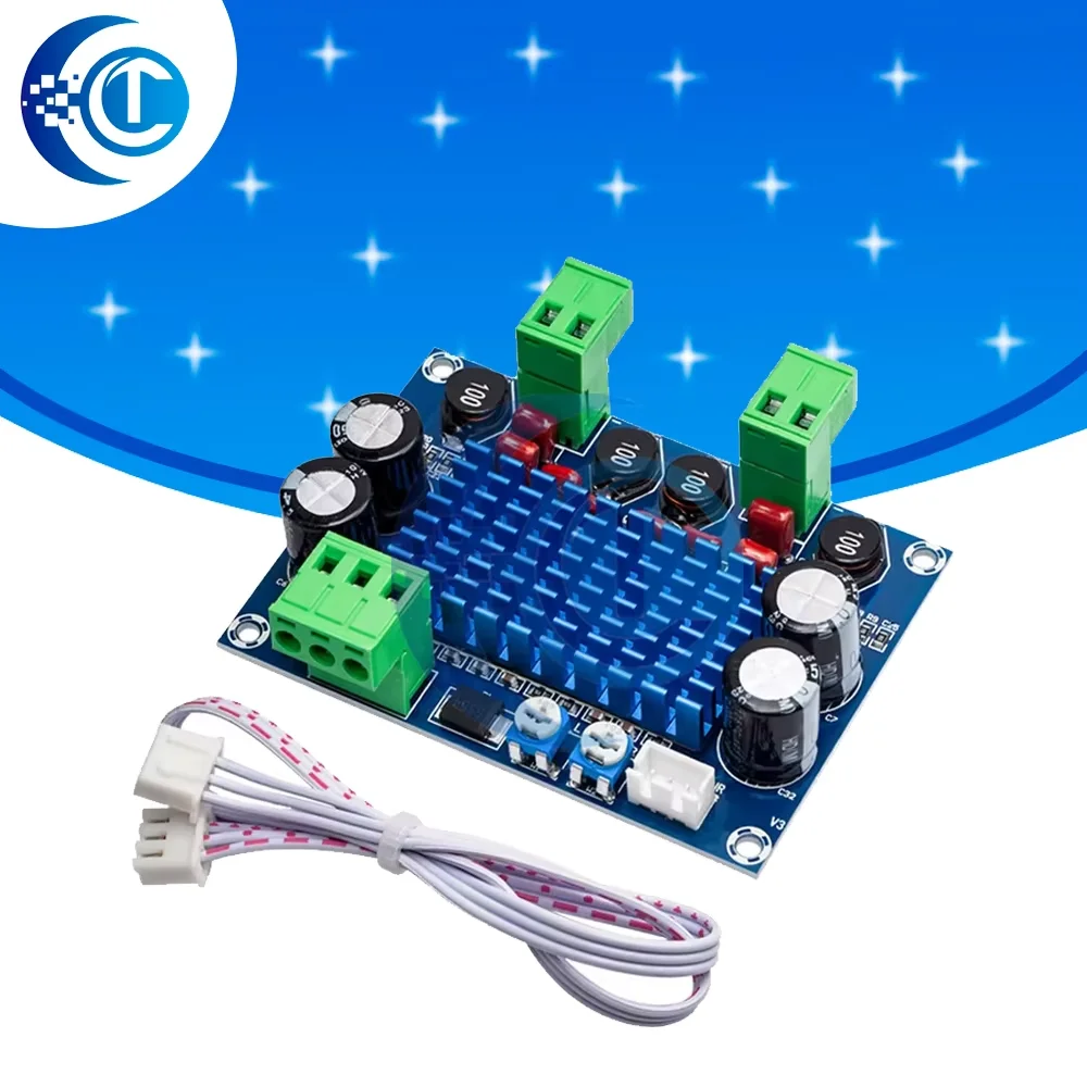 Placa amplificadora de audio digital de doble canal XH-M572 TPA3116D2, 120W×2, entrada de 5V-28V, módulo enchufable para chasis