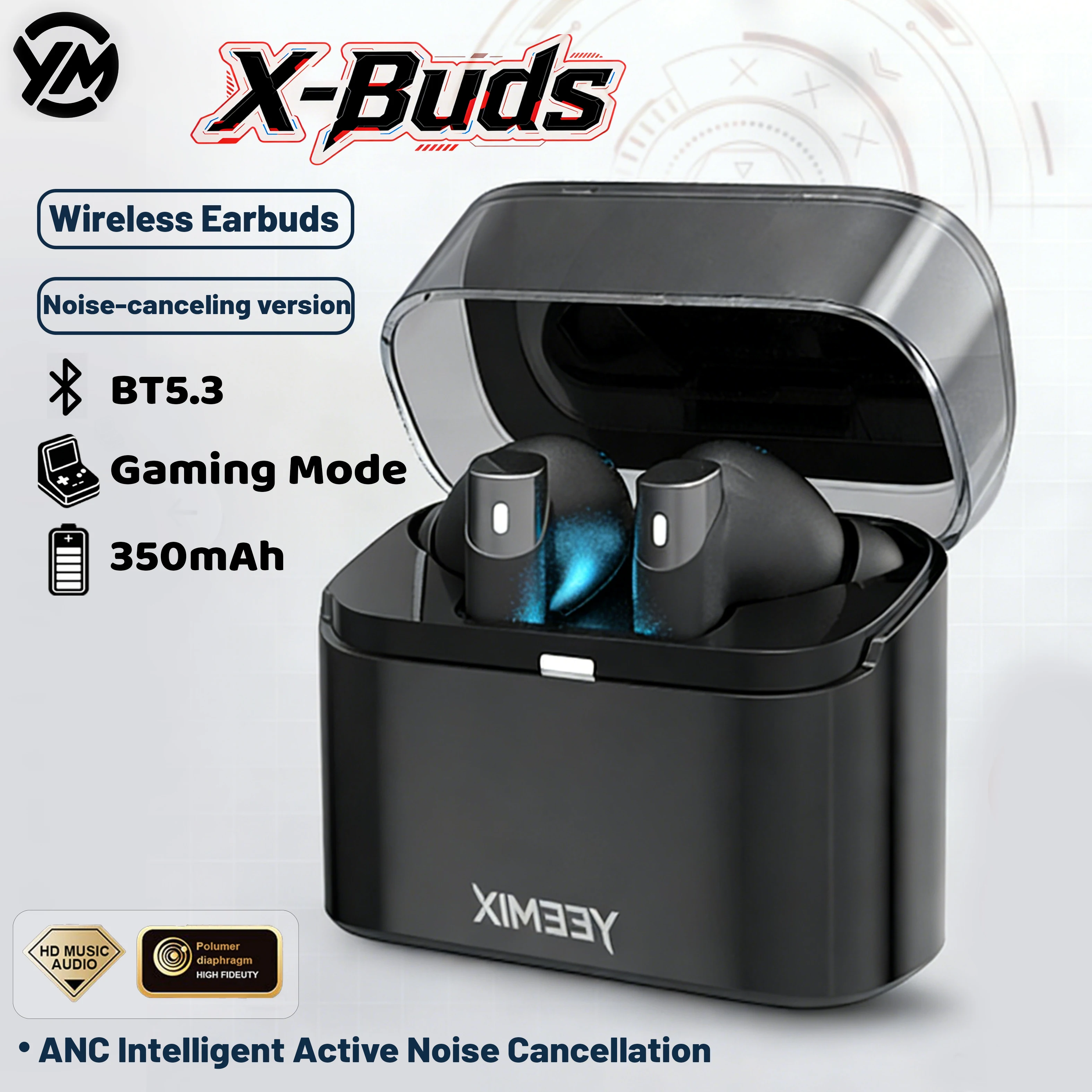 

Беспроводные наушники YEEMIX X-Buds с активным шумоподавлением (ANC), высококачественным панорамным звуком TWS и Bluetooth 5.3