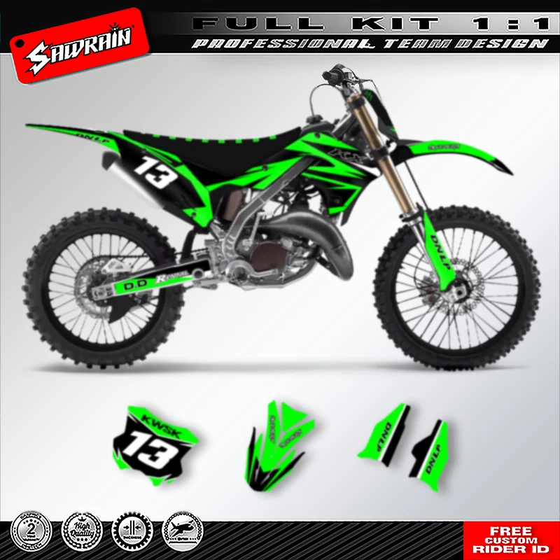 Sawrain Motorcycle Graphics Decal Stickers Kits For KAWASAKI Polisports restyle KX125 KX250 2003 2004 2005 2006 2007 2008 005