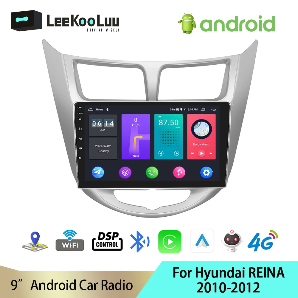 

LeeKooLuu 2Din Android 11 Car Radio GPS Multimedia Player Stereo 4G WiFi DSP Carplay For Hyundai Solaris Accent Verna 2010-2012