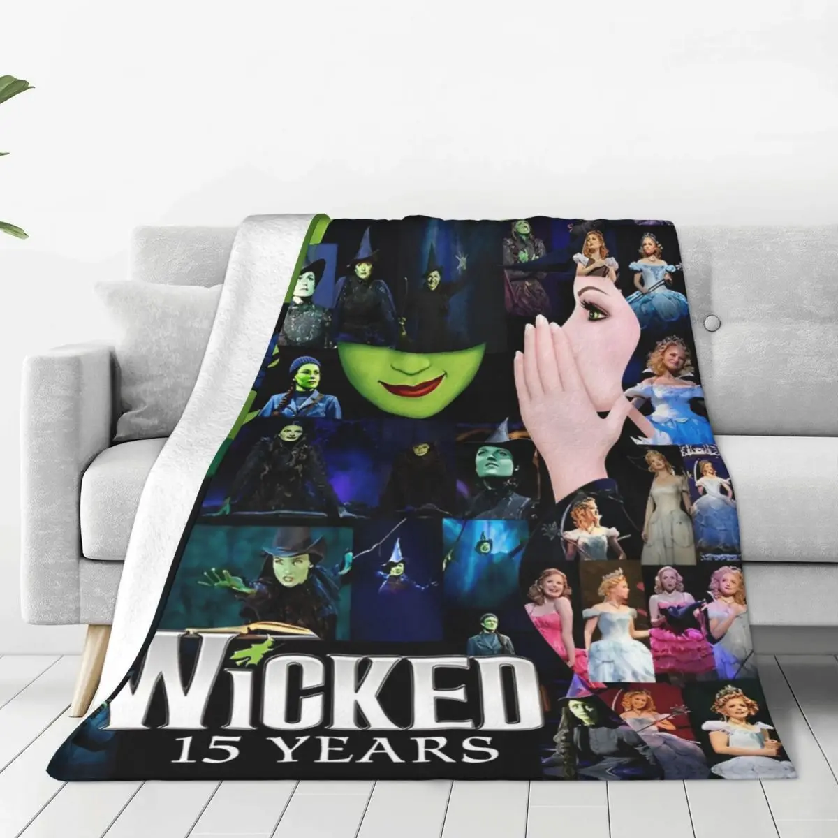 Super Soft BlanketBoy Girl Picnic Wicked Elphaba & Glinda Tonal Throw Blanket Flannel Bedspread For Couch Chair Sofa Bed Cover