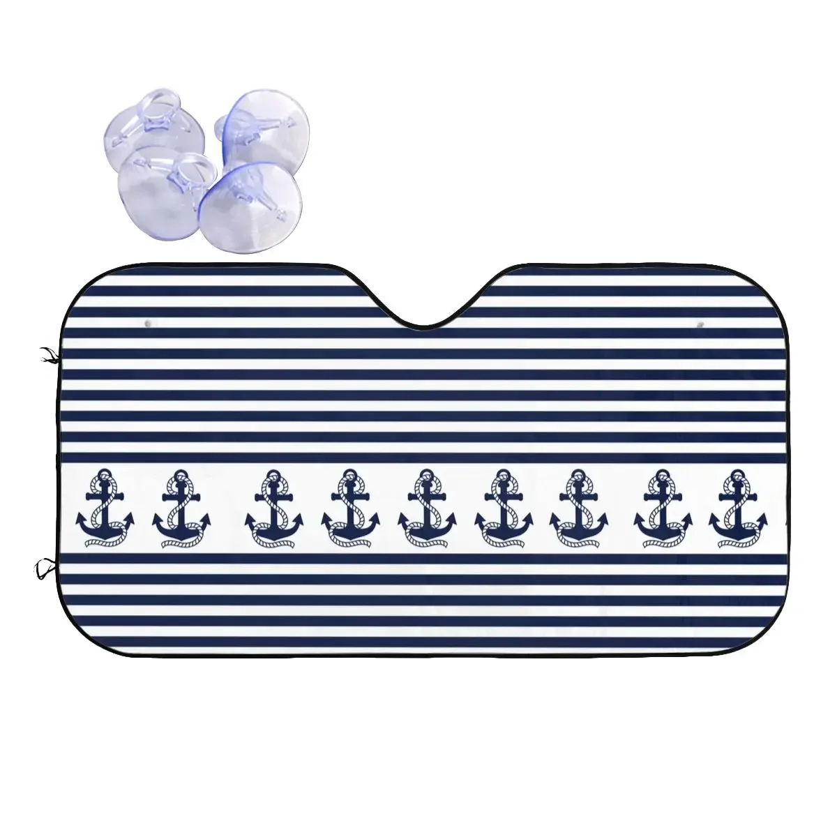 Blue Nautical Anchor Windshield Sunshade Rudder Navy Marine Ocean Car Front Window Visor Sun Visor Blinds Sun Shade Protect