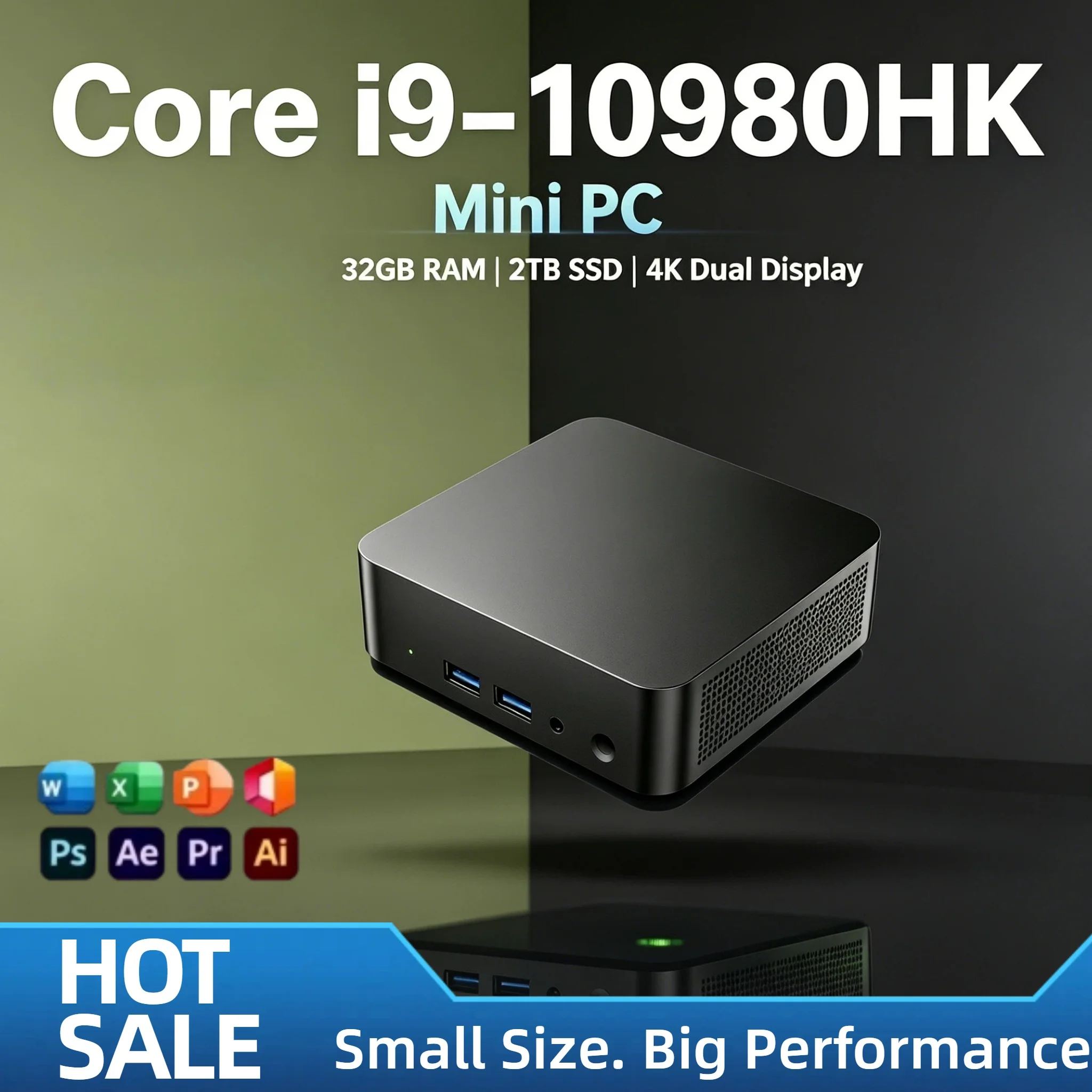 미니 PC 인텔 코어 i9 10980HK 8코어 16스레드 16GB 램 1TB 2TB SSD WIFI6 BT5.2 4K HD 게이밍 사무용 학습용 프로 유닛