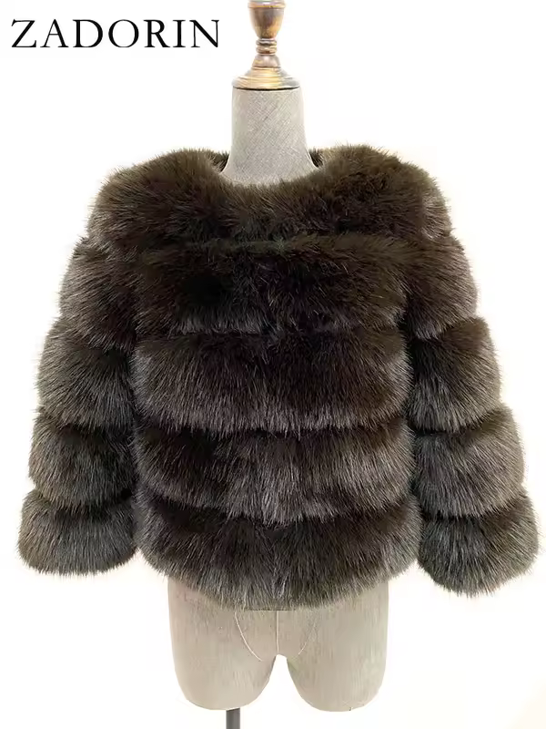 ZADORIN S-6XL Mink Coat Winter Black White Faux Fur Coat Woman Elegant Fluffy Faux Fur Jacket Top Short Fur Coats Woman Clothing - Image 7