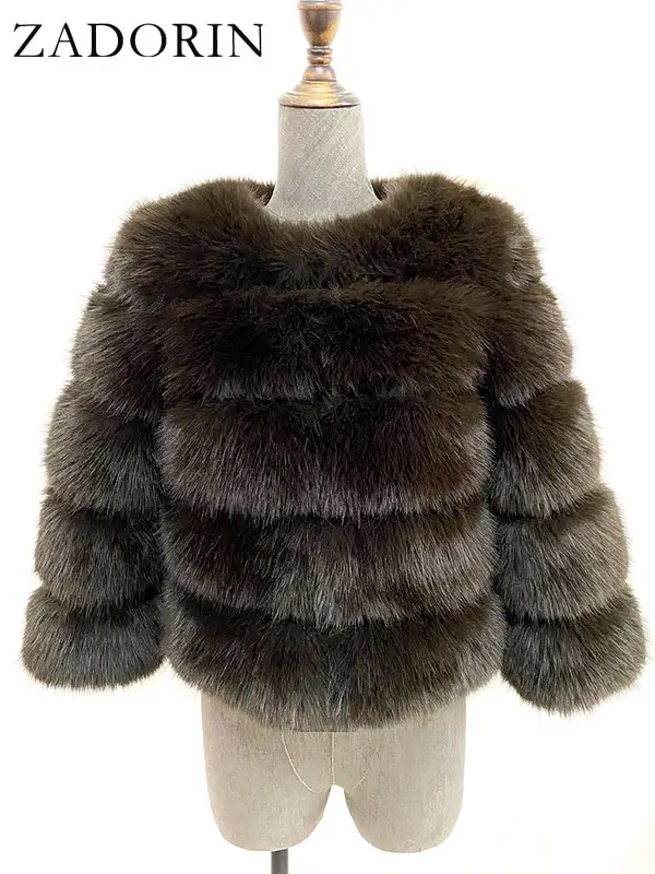 ZADORIN S-6XL Mink Coat Winter Black White Faux Fur Coat Woman Elegant Fluffy Faux Fur Jacket Top Short Fur Coats Woman Clothing - Image 7