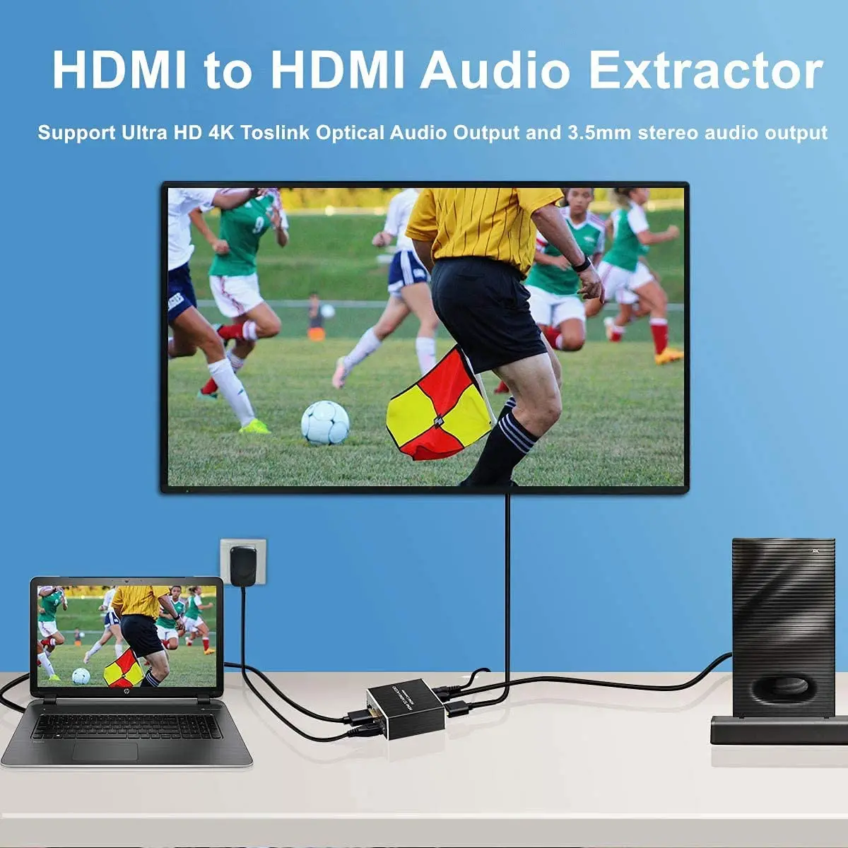 Extrator de áudio hdmi hdmi para hdmi e óptico toslink spdif + conversor extrator de áudio estéreo de 3.5mm adaptador divisor de áudio hdmi