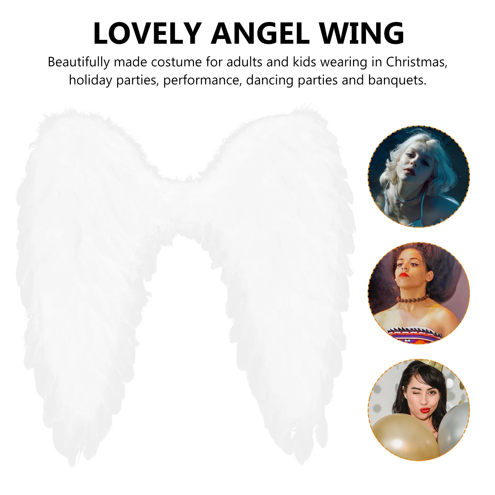 1Pcs Decorative Angel Wing Backside Ornament Adjustable Size for Christmas Halloween Party Cosplay Performance