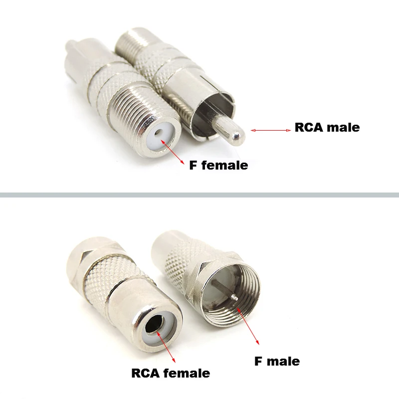 5pcs 10pcs F Type male Female To RCA Male female Connector Silver RF Adapter Coax Coaxial Converter J17
