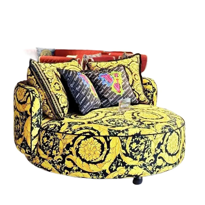 

Итальянское кресло-реклайнер в стиле барокко, круглое, для отдыха, с двойным механизмом наклона, премиум-класса