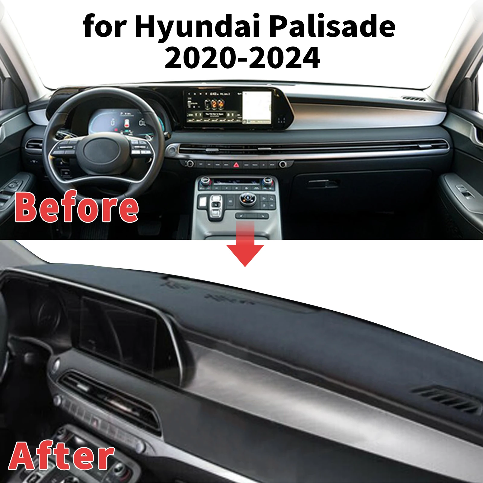 for Hyundai Palisade 2020-2024 LX2 Dashboard Cover Sun Shade Protector Dashmat Anti-Glare UV Carpet Mat Automotive Dash Mat