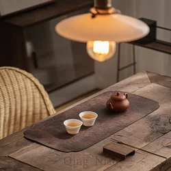 New Chinese Style Ancient Style Waterproof Tea Mat Double-layer PU Modern Simple Home Dry Tea Tray Mat Tea Table Accessories