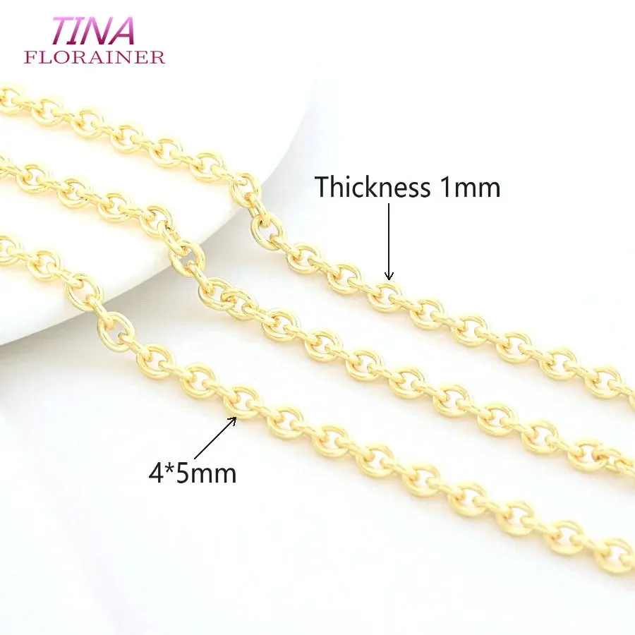 4*5MM 18K Gold Color Plated Stainless Steel Round Chains DIY Jewelry Findings for Necklace Bracelet Jewelry Making Components