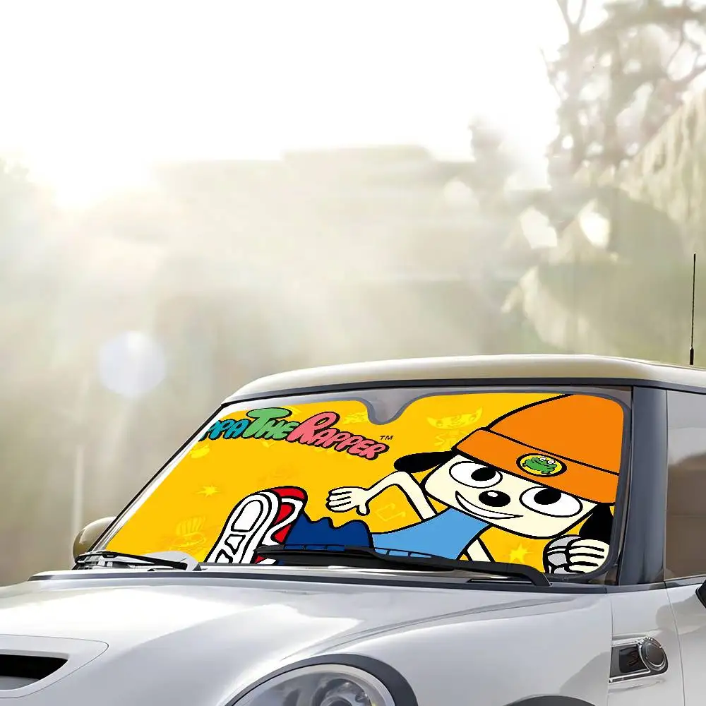 Jogo clássico p-parappa t-the r-raper carro sol sombra pára-brisa chocado janela dianteira do carro toldos capa manter o veículo legal uv