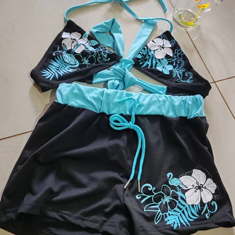 2000sCostume da bagno donna sexy costume da bagno moda halter strap costumi da bagno High Street Beach femminile stampa floreale vintage Cutie 2 set bikini