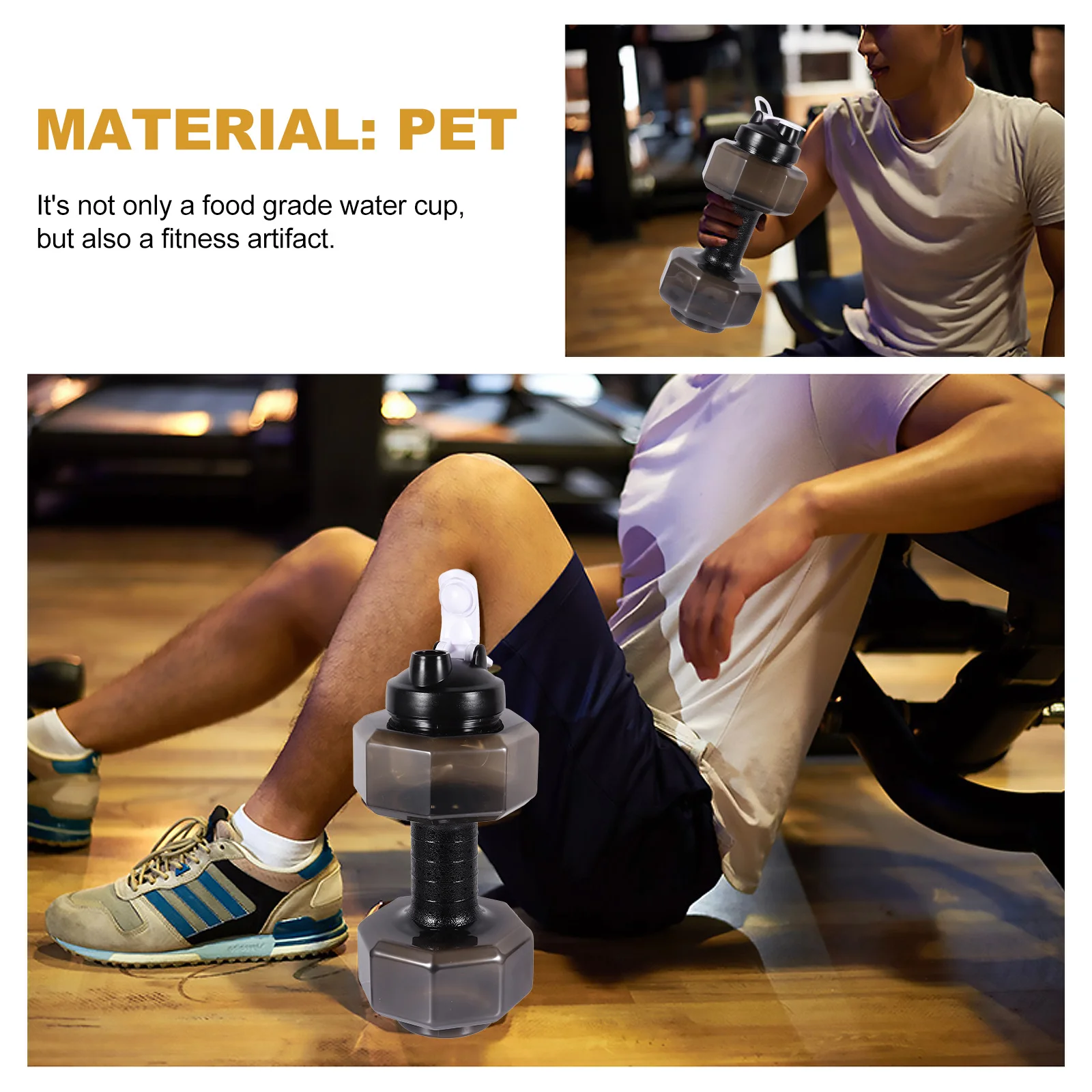 

1Pcs Large Capacity Fitness Dumbbell Shape Water Bottle Lightweight Durable Sports Drinking Bottle for Gym Daily Use