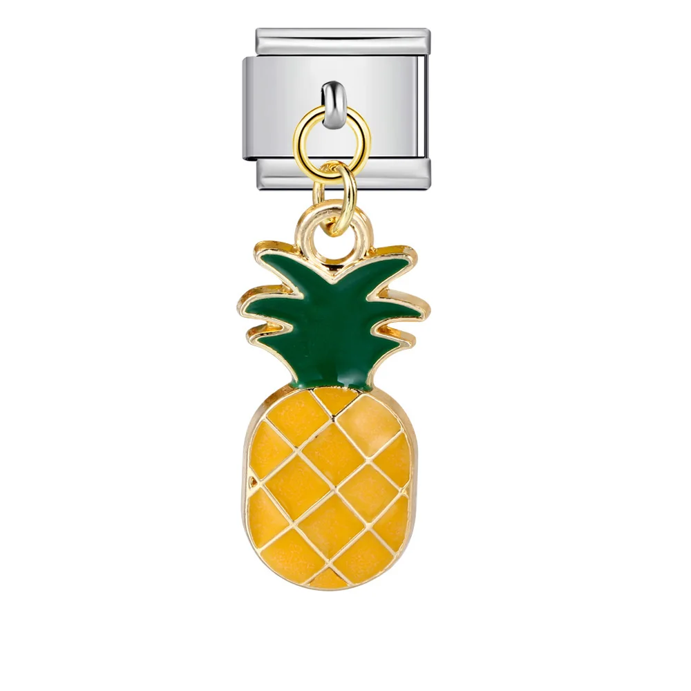 Neuer italienischer Charm-Anhänger mit Orangen-, Erdbeer-, Apfel-, Zitronen- und Wassermelonen-Motiven, passend für 9-mm-Edelstahlarmbänder, Schmuckherstellung, DIY-Schmuck. – Detail 6