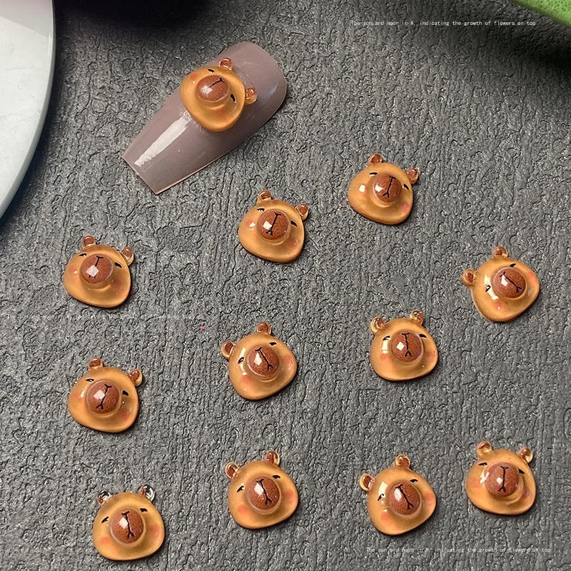 10 stuks hars schattige cartoon kapibala nagelkunst decoratie bruin capibara nagelbedels nagelaccessoires doe-het-zelf ambachten hoaг laaг soi