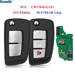 Ecusells 2/3B Flip Remote Key 433MHz muslim/4a Chip per Nissan Qashqai Pulsar Juke F15 X-Trail T32 Micra Rogue muslimb