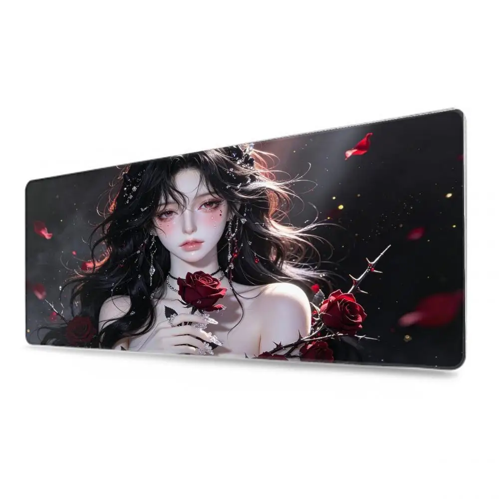 Anime, Rose Girl Mouse Pad 500X1000 mm Large Gaming Mousepad Gamer XL Rubber Otaku Keyboard Pad Laptop Desk Mat