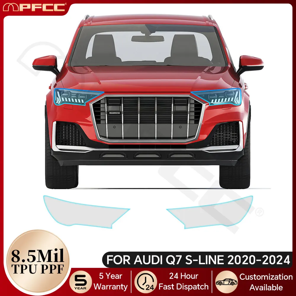 

For Audi Q7 S-Line 2020-2024 Headlight Rearview TPU Paint Protection Film Pre-cut PPF Anti-scratch Clear Bra Resistant Invisible