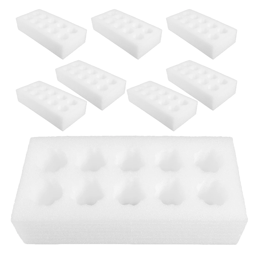 

8 Sets Portable Egg Protective Trays for Delivery Reusable EPE Foam Egg Holder Shock-absorbent Egg Storage Trays White(10 grids)