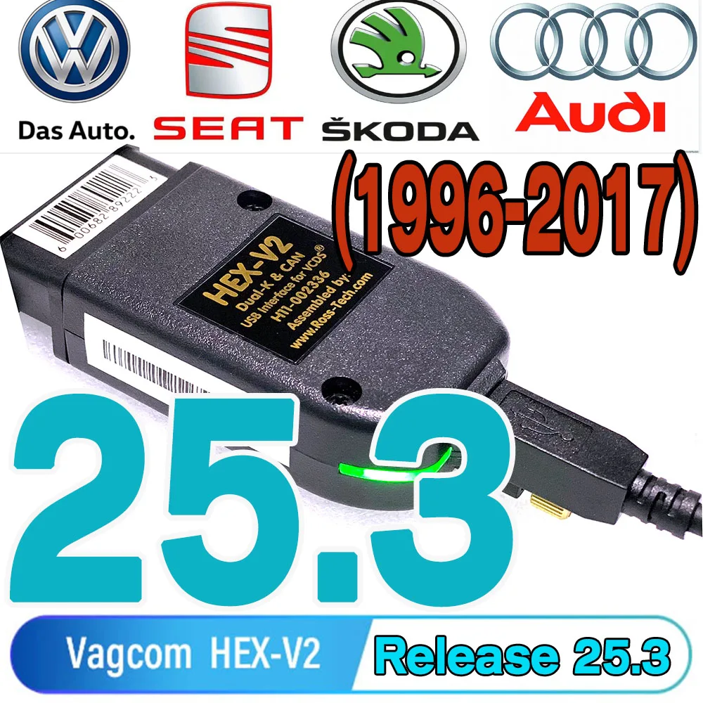 2025 Popular VCDS VAGCOM 25.3 HEX CAN USB Obd Scanner FOR VW AUDI Skoda Seat VAG Multilingual ATMEGA162 AUTOCOM VAG HEX V2 TOOL