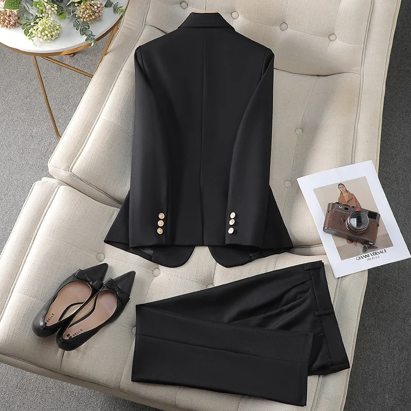 ZJYT Elegant Blazer Pants Sets for Women 2 Pieces Clothing Matching Set Trousers Suit Plus Size Jacket Outfit Autumn 2024 New